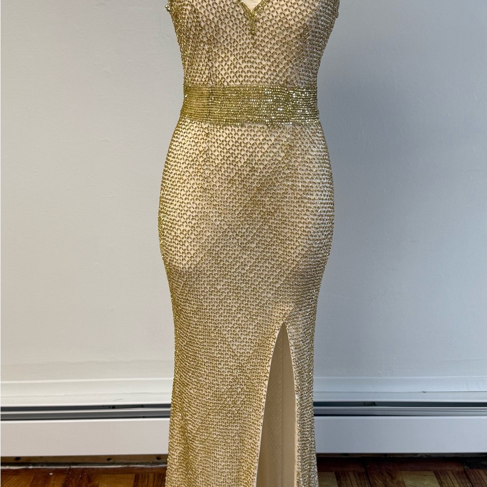 Mac Duggal Glittering Gold Evening Gown